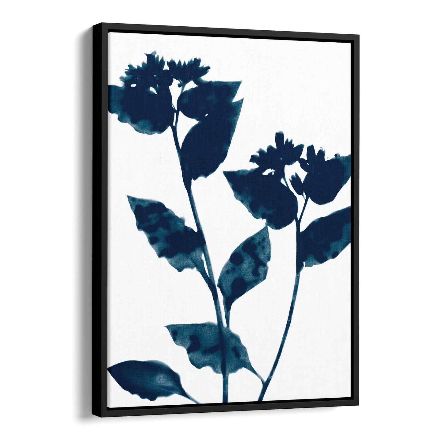 Dark Blue Flower Silhouette Botanical Print