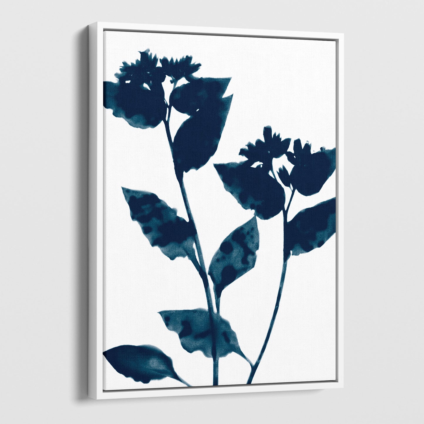 Dark Blue Flower Silhouette Botanical Print