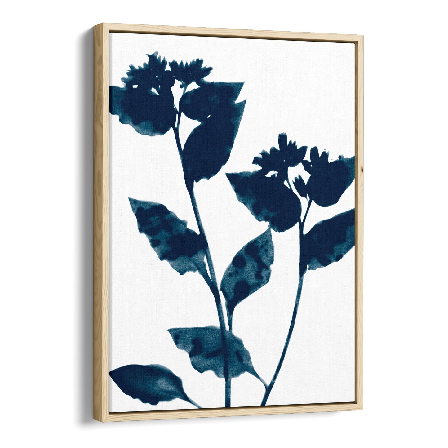 Dark Blue Flower Silhouette Botanical Print