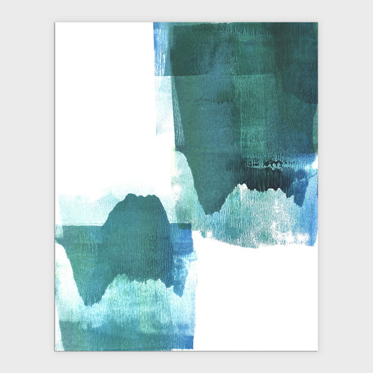 Teal Minimalist Abstract Watercolor Painting Print