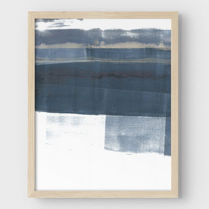 Minimalist Navy Blue and Grey Abstract Landscape Painting Print