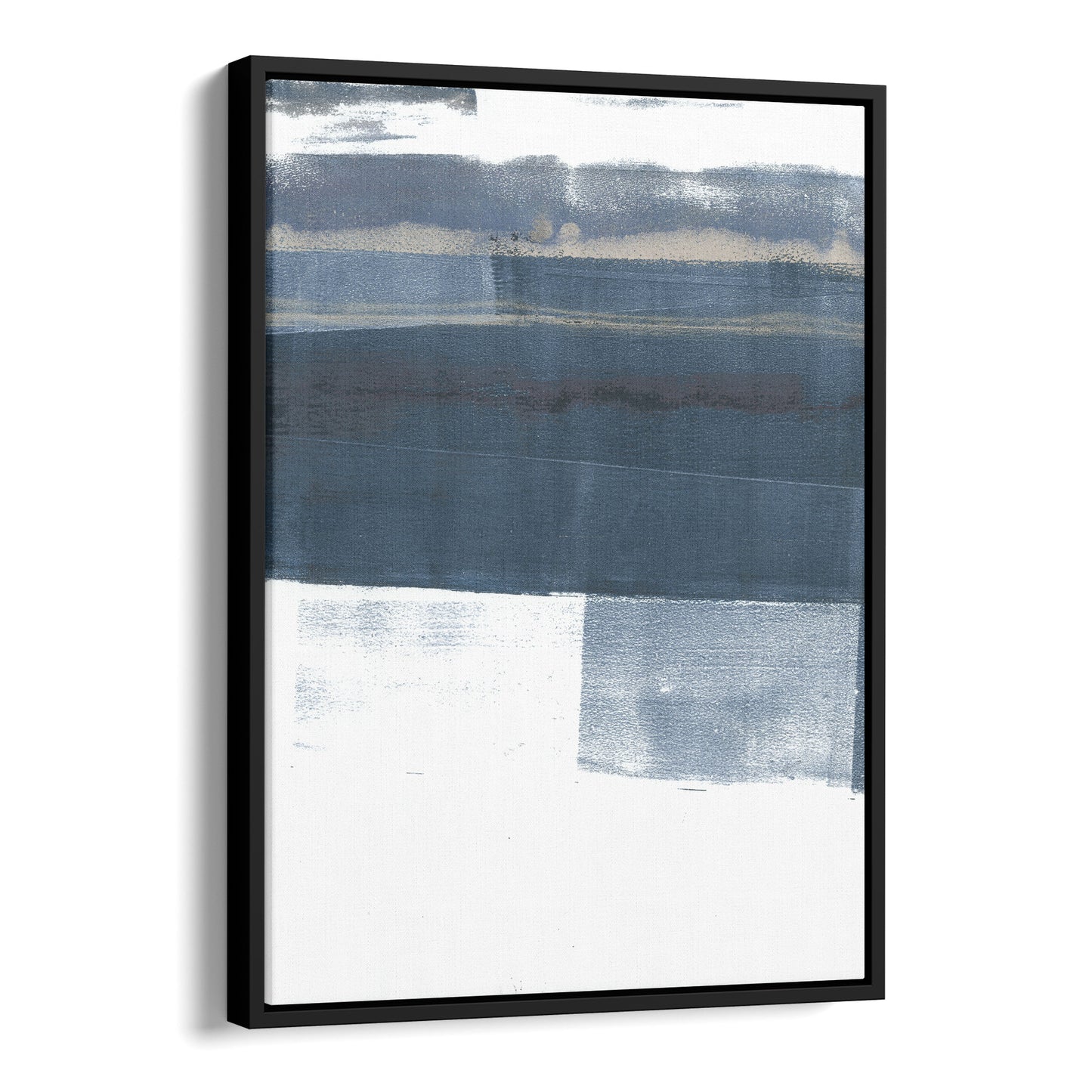 Minimalist Navy Blue and Grey Abstract Landscape Painting Print