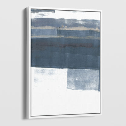 Minimalist Navy Blue and Grey Abstract Landscape Painting Print