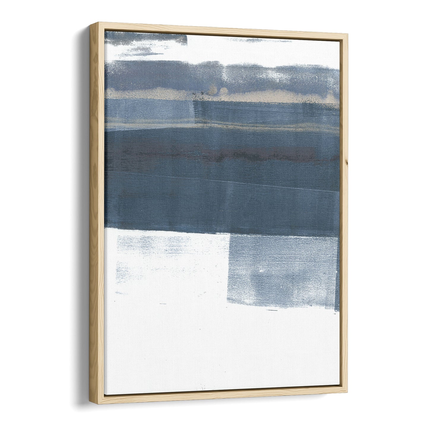 Minimalist Navy Blue and Grey Abstract Landscape Painting Print