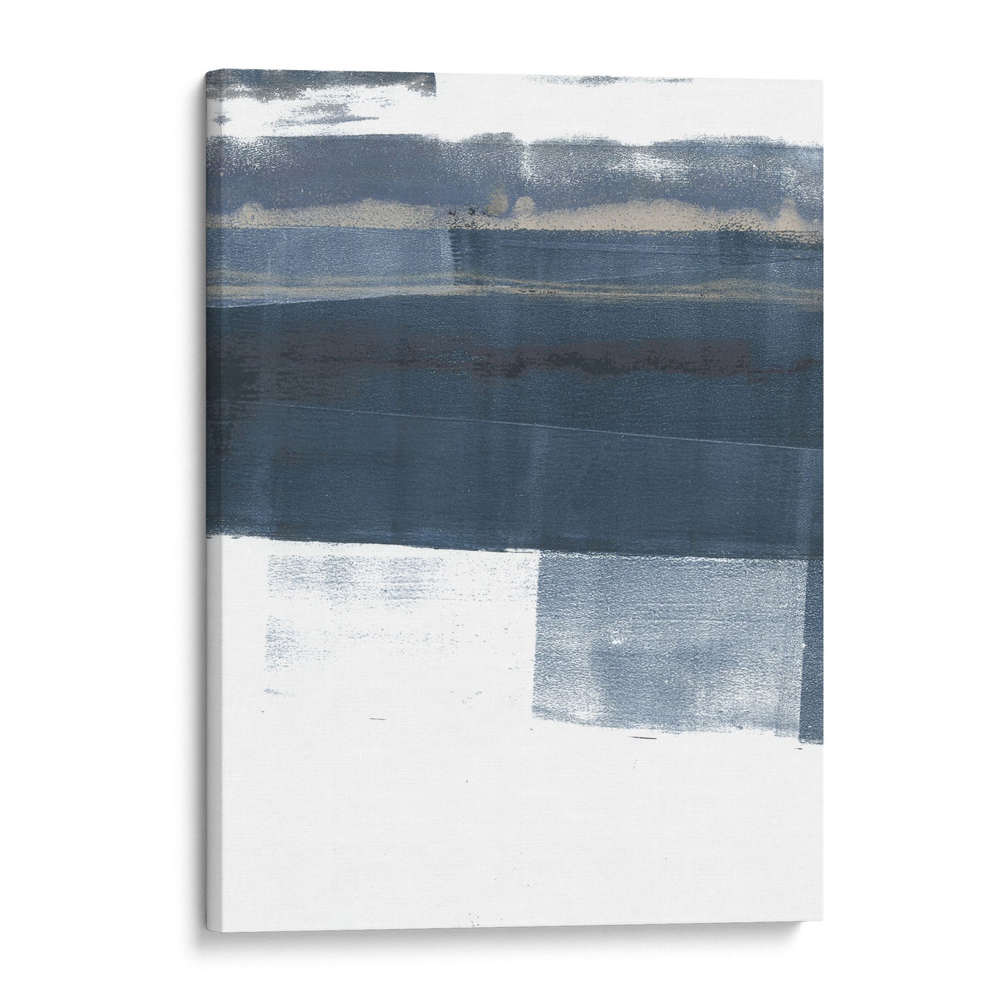 Minimalist Navy Blue and Grey Abstract Landscape Painting Print