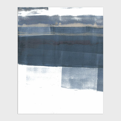 Minimalist Navy Blue and Grey Abstract Landscape Painting Print