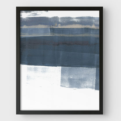 Minimalist Navy Blue and Grey Abstract Landscape Painting Print