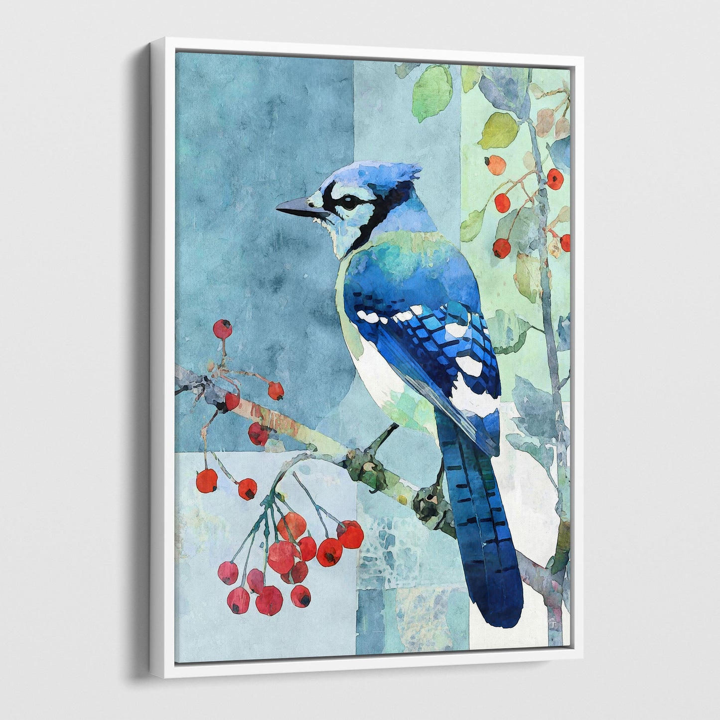 Blue Jay With Winter Berries Art Print
