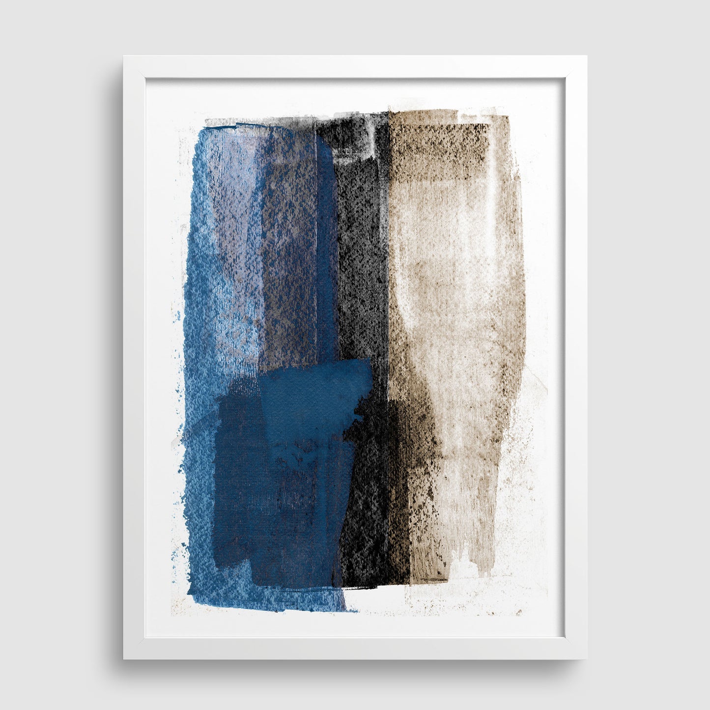 Blue on Black Minimalist Abstract Painting Print