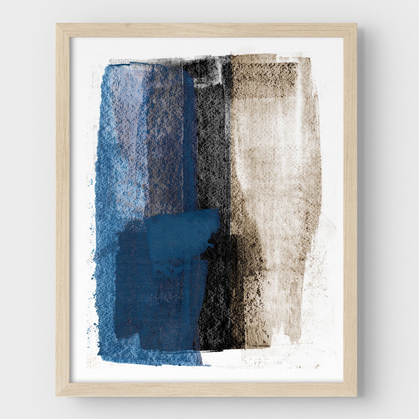 Blue on Black Minimalist Abstract Painting Print