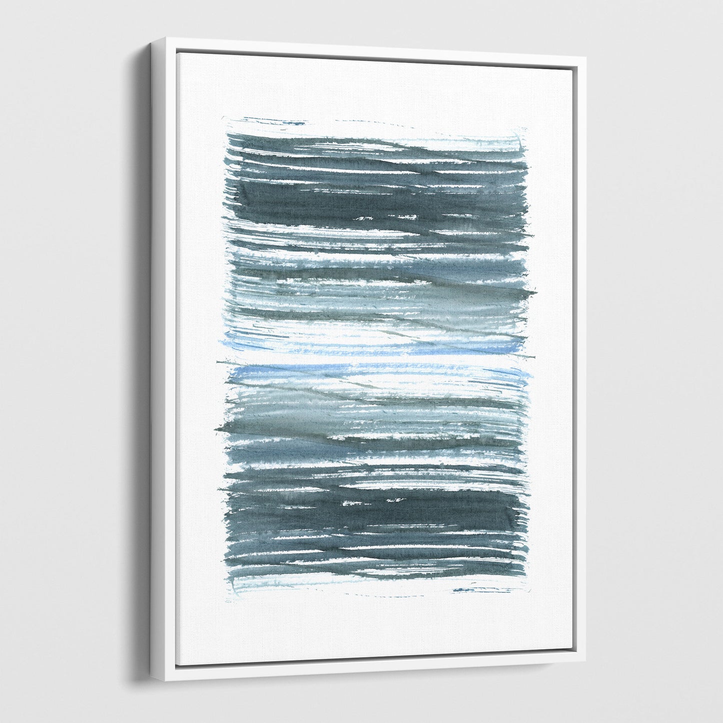 Blue Stripes Minimalist Abstract Watercolor Painting Print