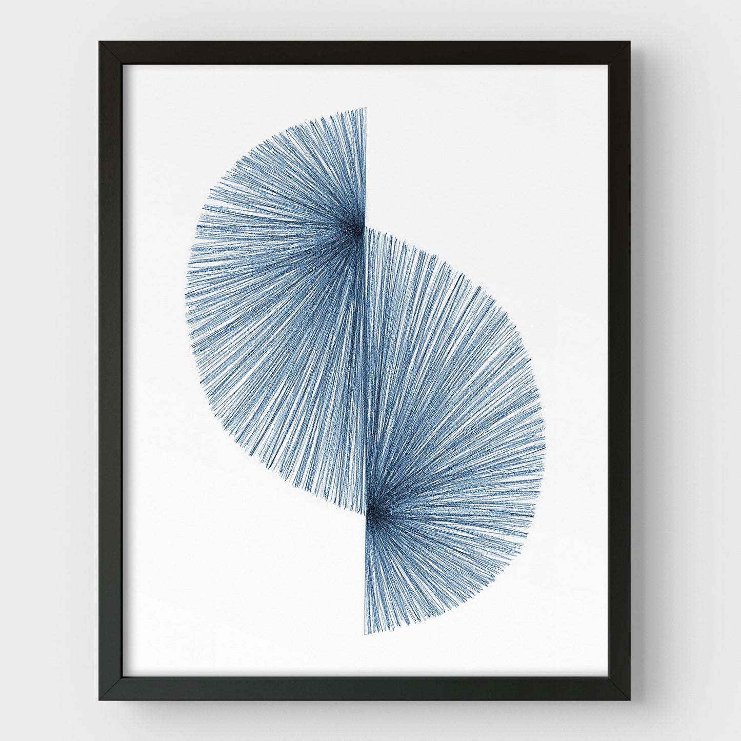 Blue Wave Line Drawing Print