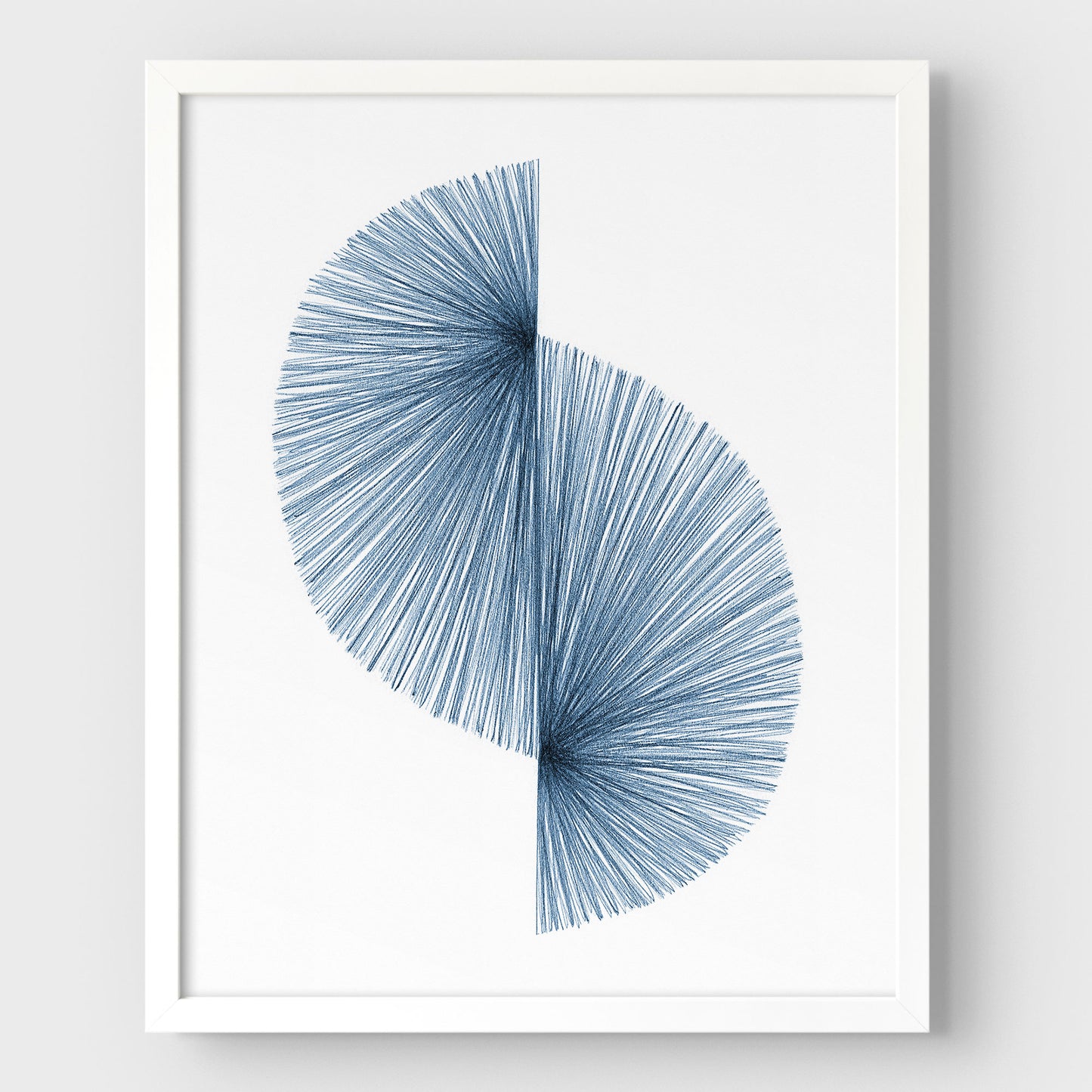Blue Wave Line Drawing Print