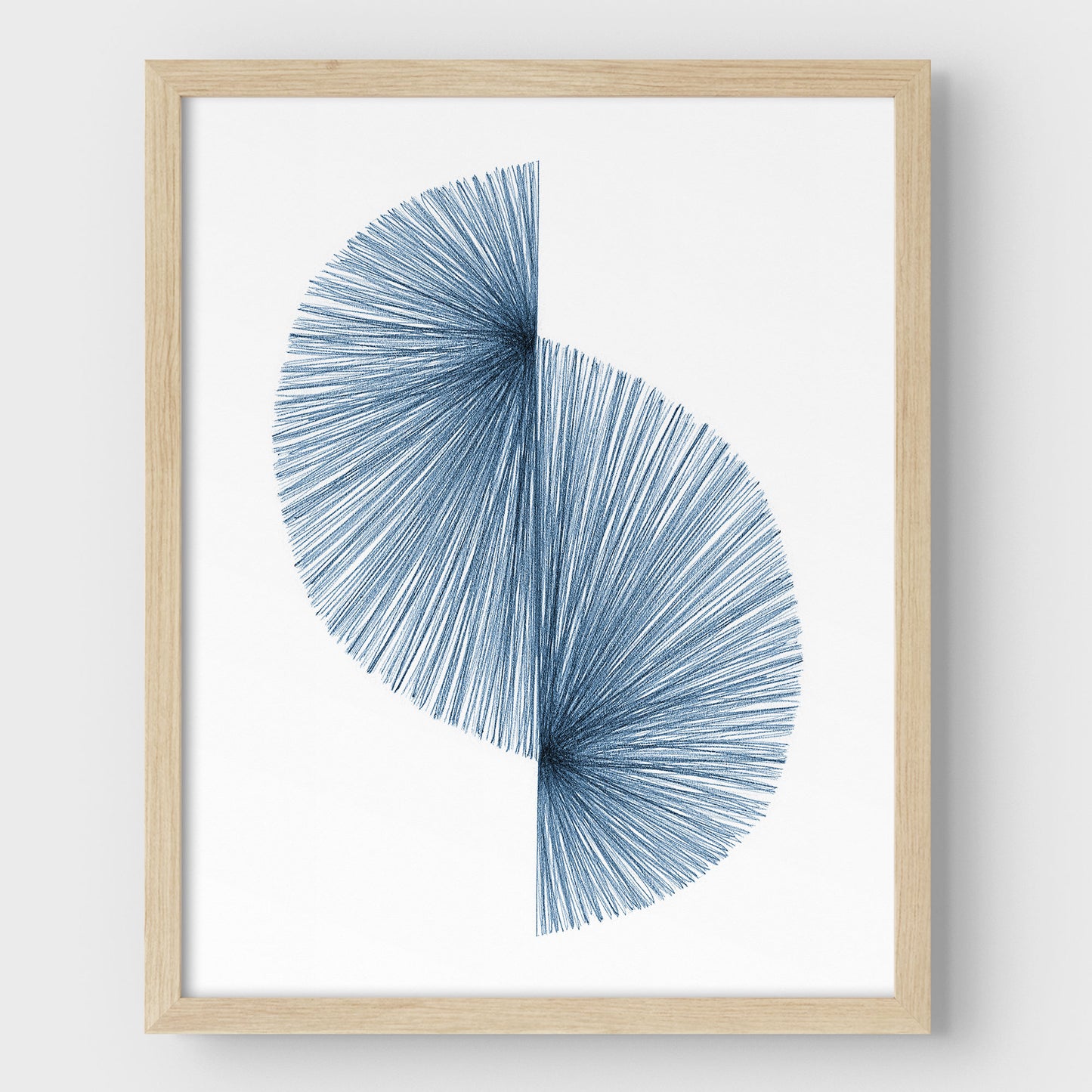 Blue Wave Line Drawing Print