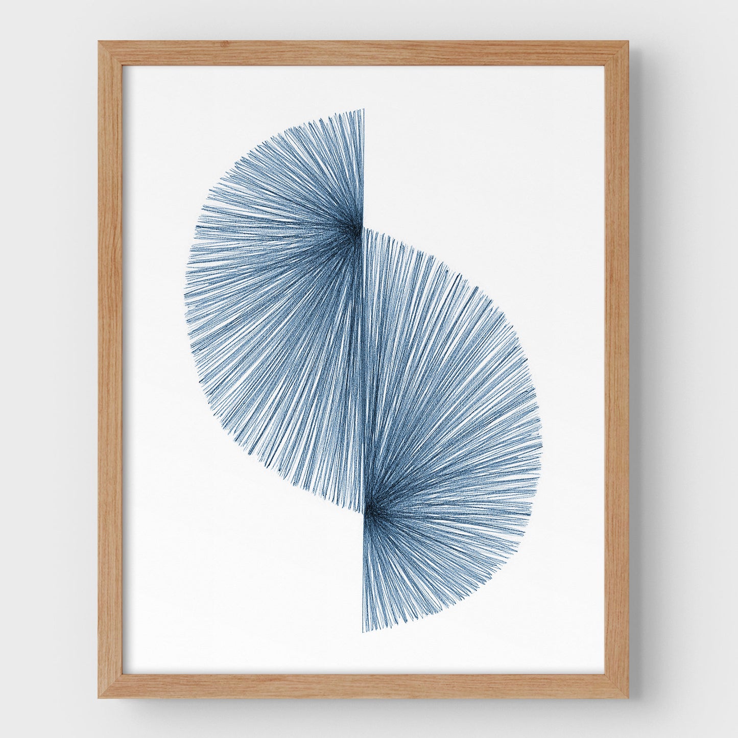 Blue Wave Line Drawing Print