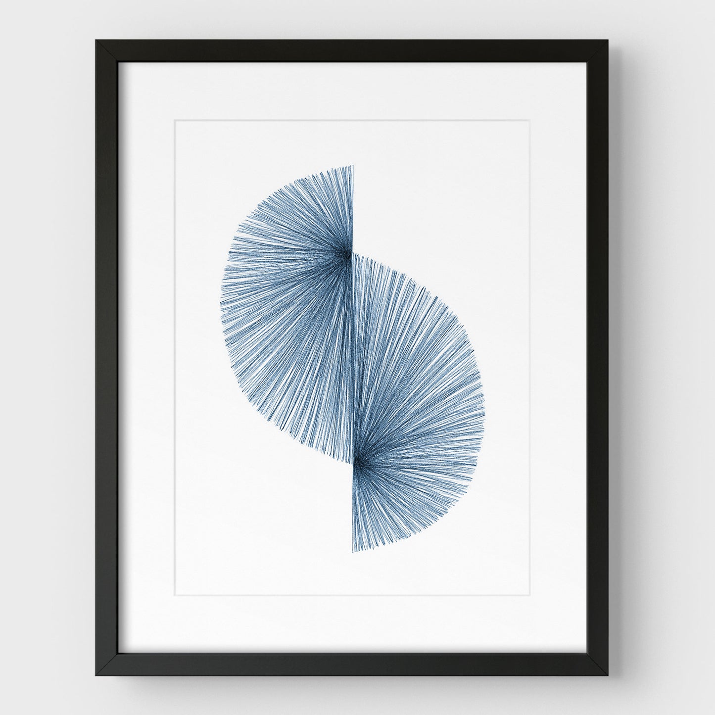 Blue Wave Line Drawing Print
