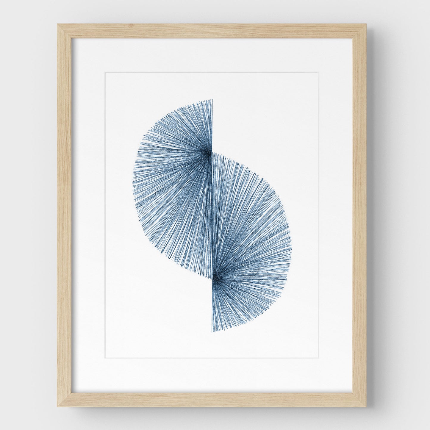 Blue Wave Line Drawing Print