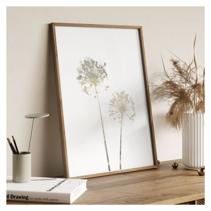 Beige Dandelion Minimalist Floral Print