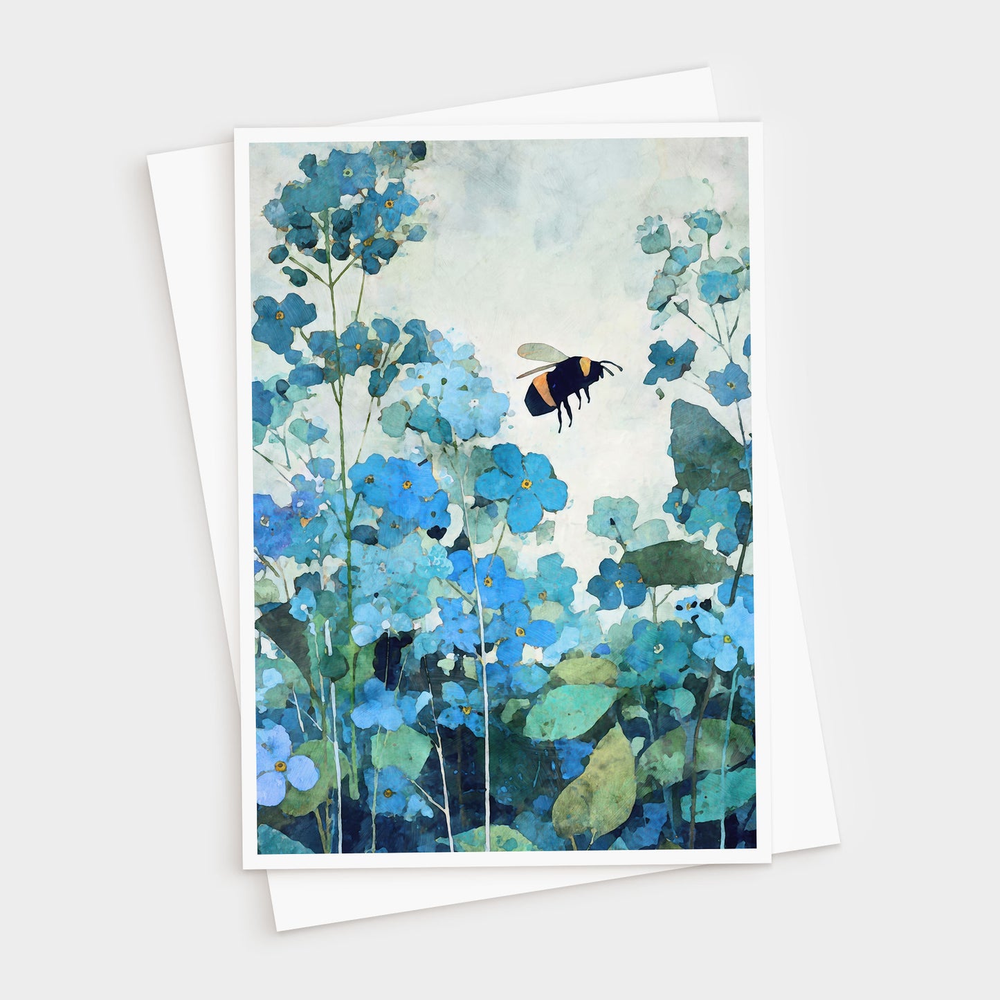 Bumbleee and Forget-Me-Nots Note Card