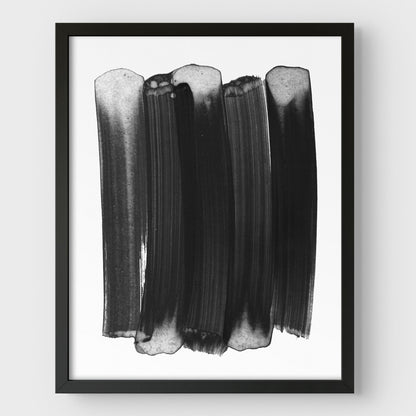 Black and White Minimalist Abstract Brush Stroke Painting Print