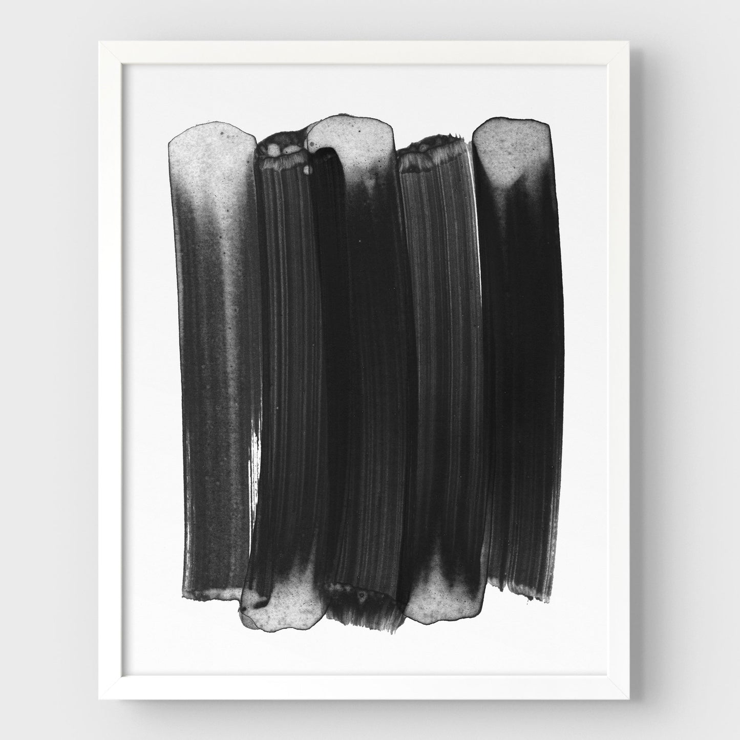 Black and White Minimalist Abstract Brush Stroke Painting Print