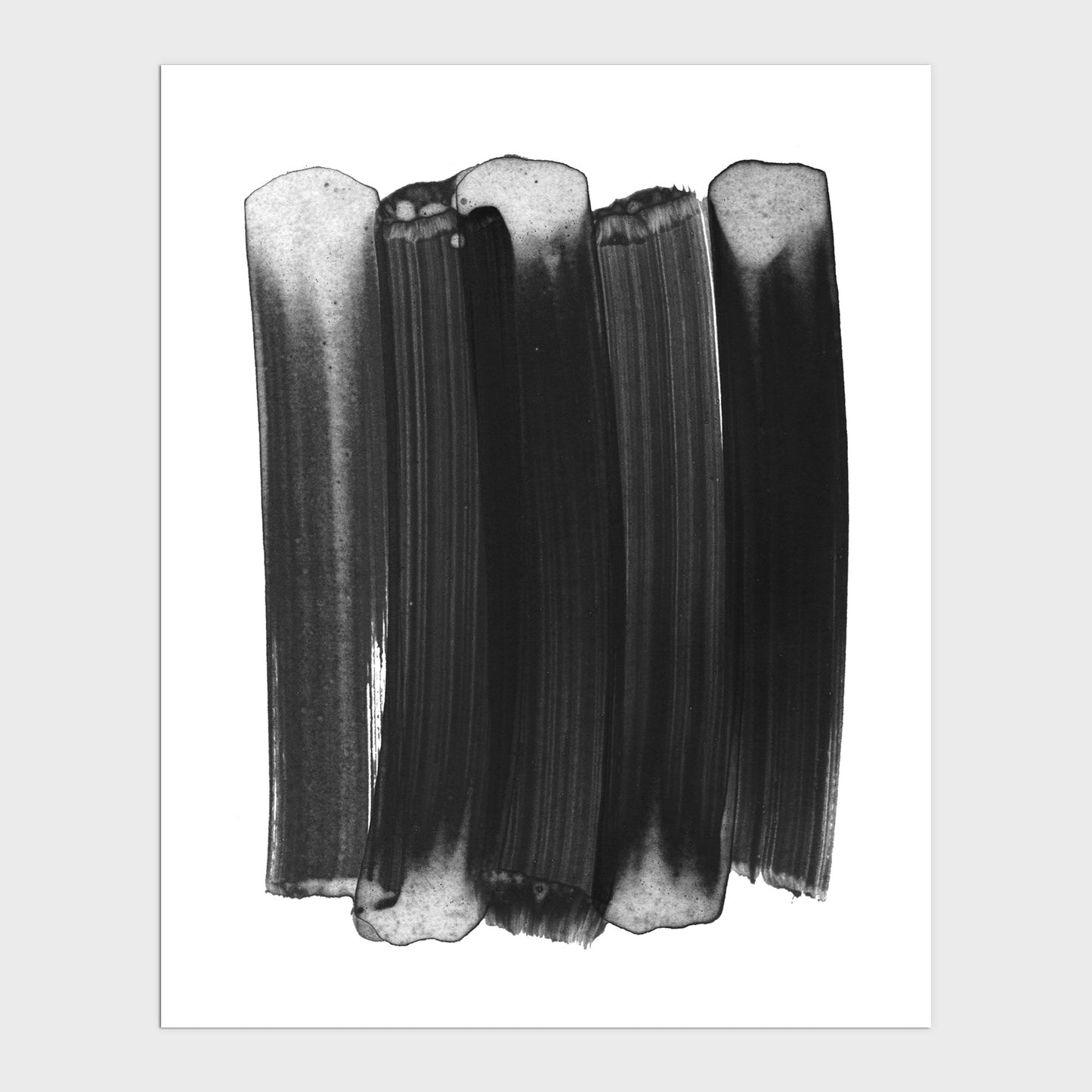 Black and White Minimalist Abstract Brush Stroke Painting Print