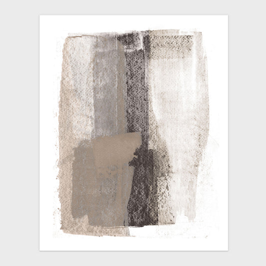 Taupe and Charcoal Grey Minimalist Abstract Painting Print