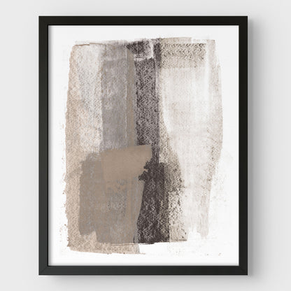 Taupe and Charcoal Grey Minimalist Abstract Painting Print