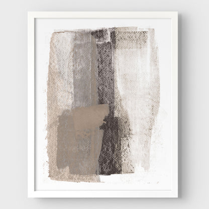 Taupe and Charcoal Grey Minimalist Abstract Painting Print