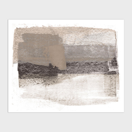 Taupe and Charcoal Grey Horizontal Minimalist Abstract Painting Print