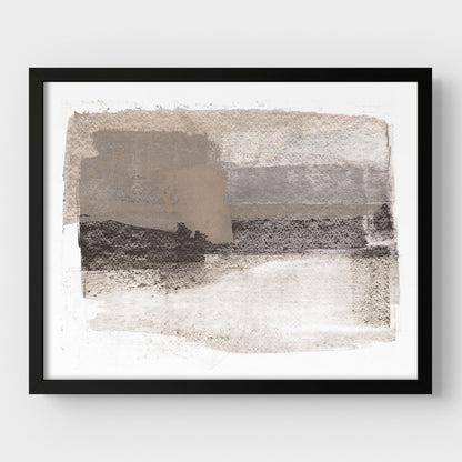 Taupe and Charcoal Grey Horizontal Minimalist Abstract Painting Print