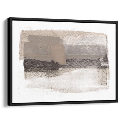 Taupe and Charcoal Grey Horizontal Minimalist Abstract Painting Print