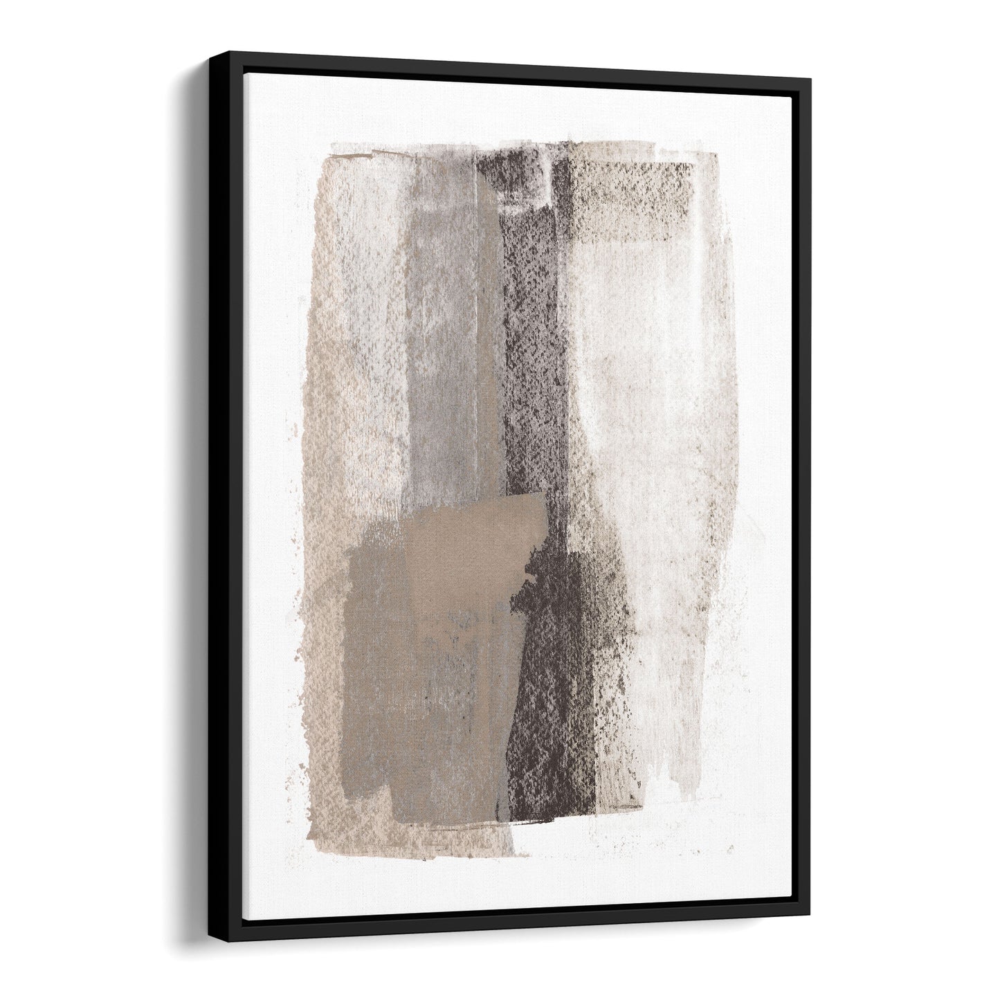 Taupe and Charcoal Grey Minimalist Abstract Painting Print