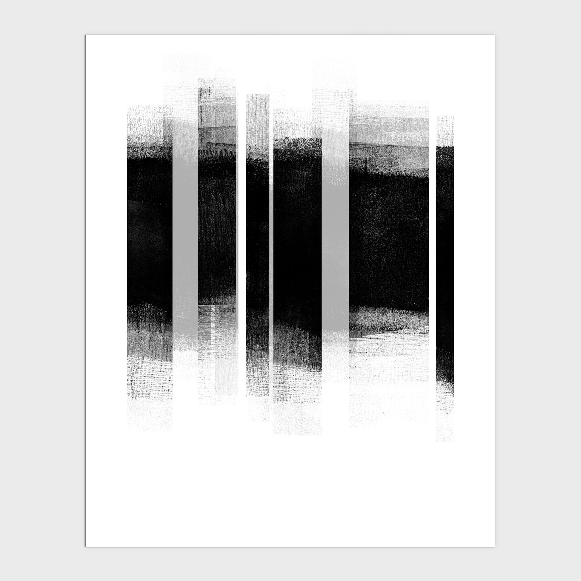 Black and Grey Stripes Minimalist Geometric Abstract Mid Century Modern Print