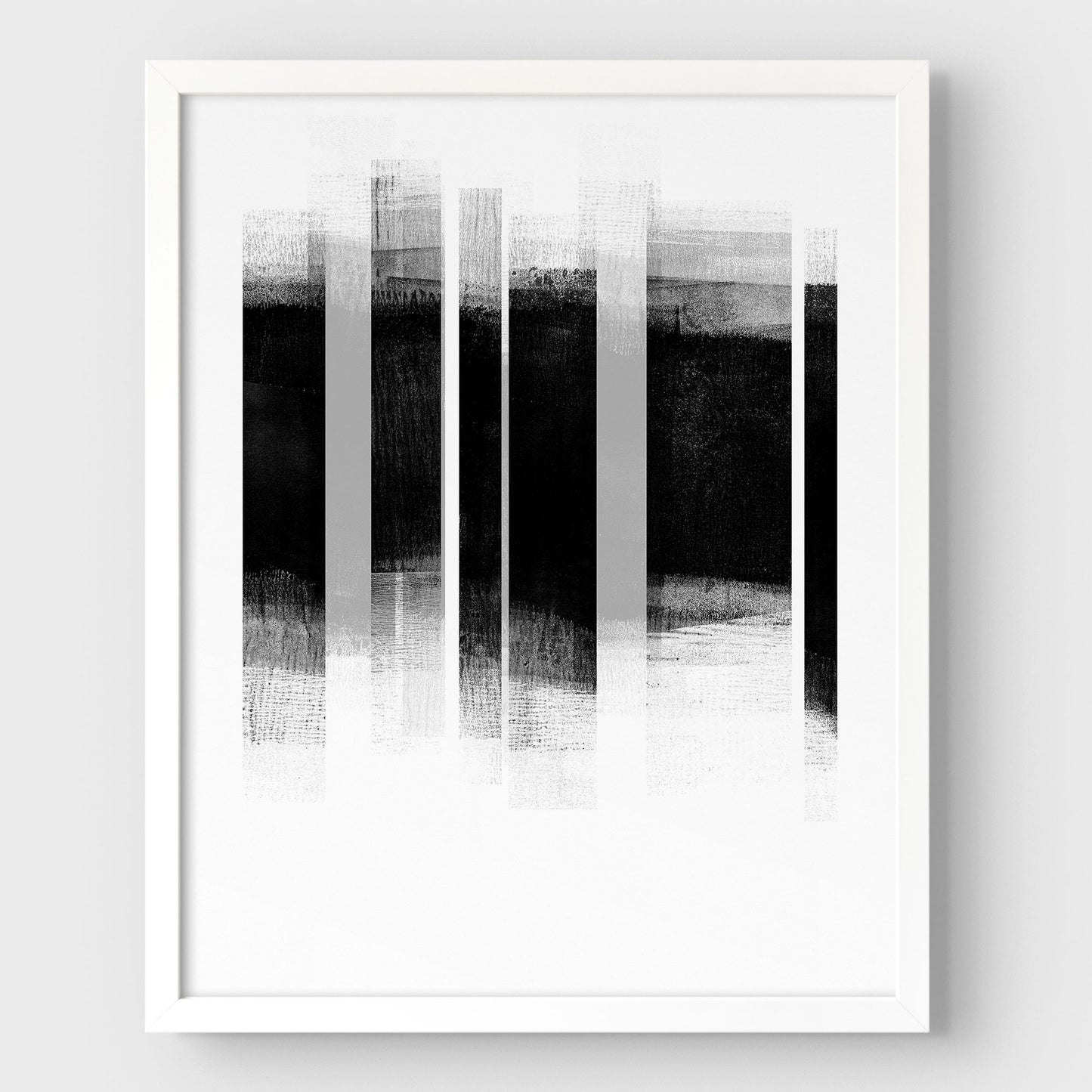 Black and Grey Stripes Minimalist Geometric Abstract Mid Century Modern Print