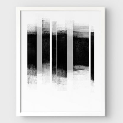 Black and Grey Stripes Minimalist Geometric Abstract Mid Century Modern Print