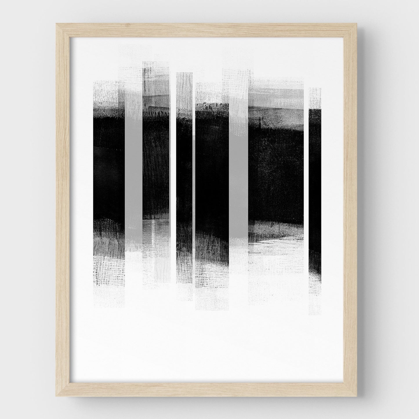 Black and Grey Stripes Minimalist Geometric Abstract Mid Century Modern Print