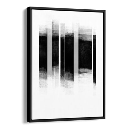 Black and Grey Stripes Minimalist Geometric Abstract Mid Century Modern Print