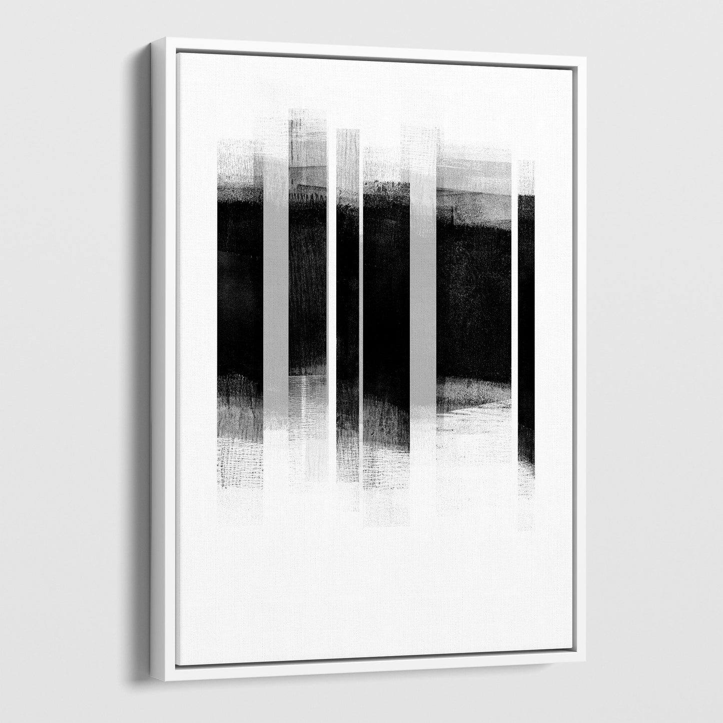 Black and Grey Stripes Minimalist Geometric Abstract Mid Century Modern Print