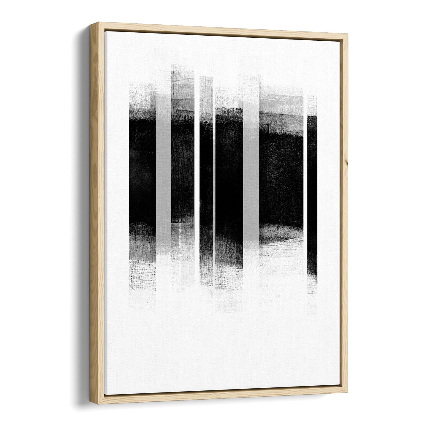 Black and Grey Stripes Minimalist Geometric Abstract Mid Century Modern Print