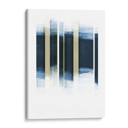 Dark Blue and Beige Stripes Geometric Abstract Print