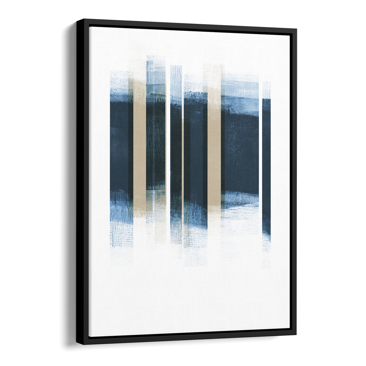 Dark Blue and Beige Stripes Geometric Abstract Print