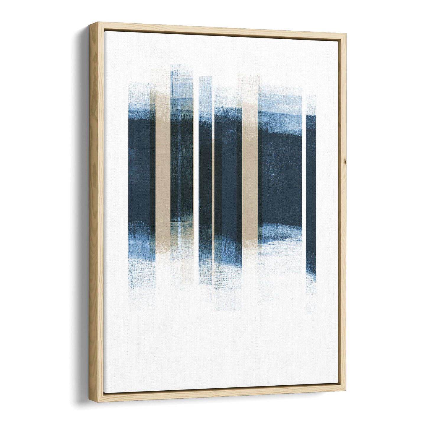 Dark Blue and Beige Stripes Geometric Abstract Print