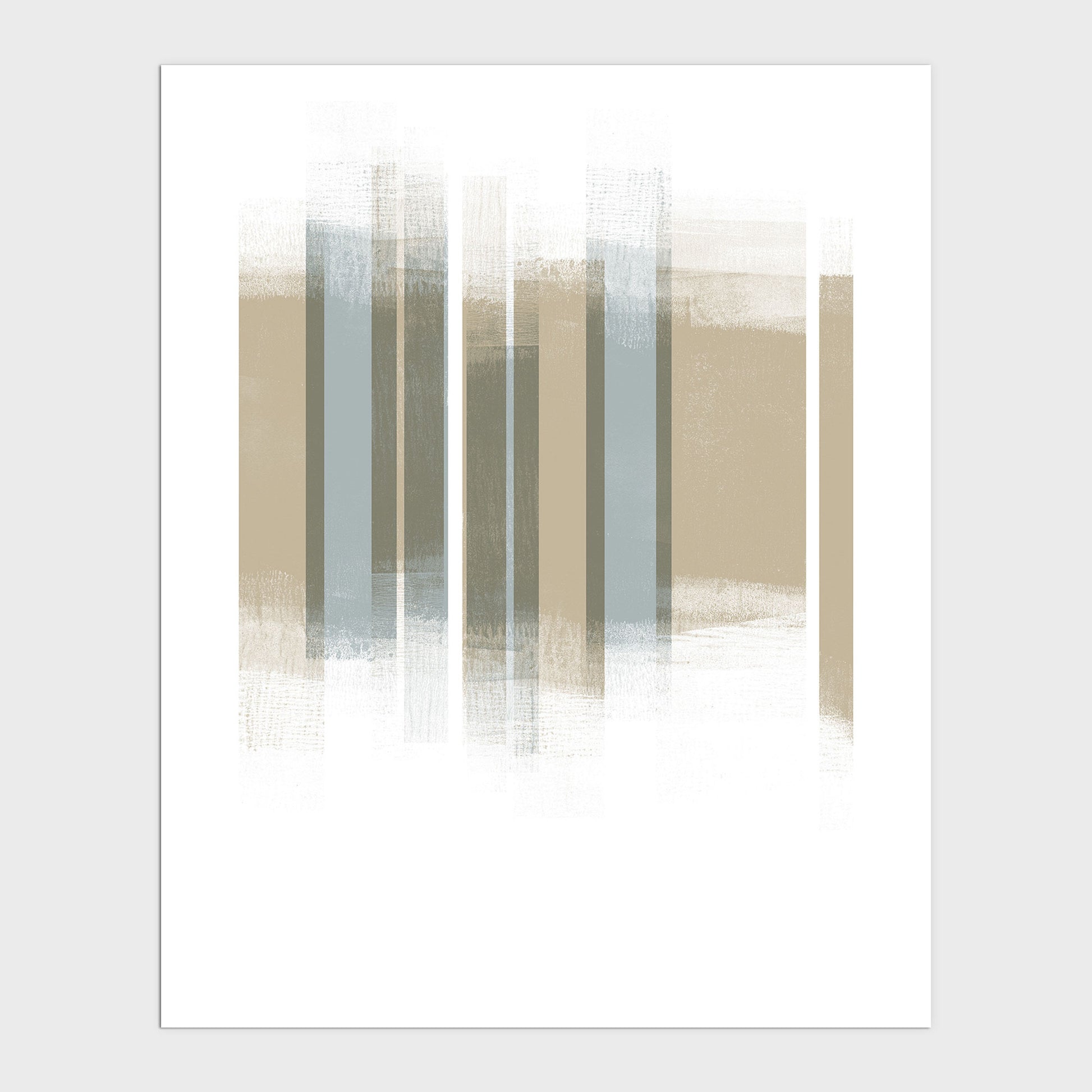 Beige and Grey Mid Century Modern Stripes Geometric Abstract Print