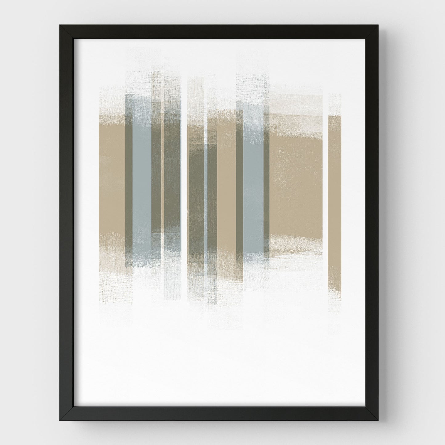 Beige and Grey Mid Century Modern Stripes Geometric Abstract Print