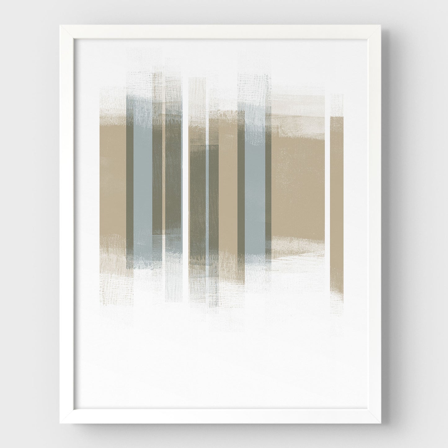 Beige and Grey Mid Century Modern Stripes Geometric Abstract Print