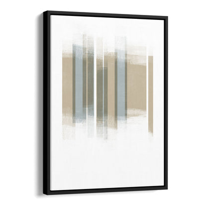 Beige and Grey Mid Century Modern Stripes Geometric Abstract Print