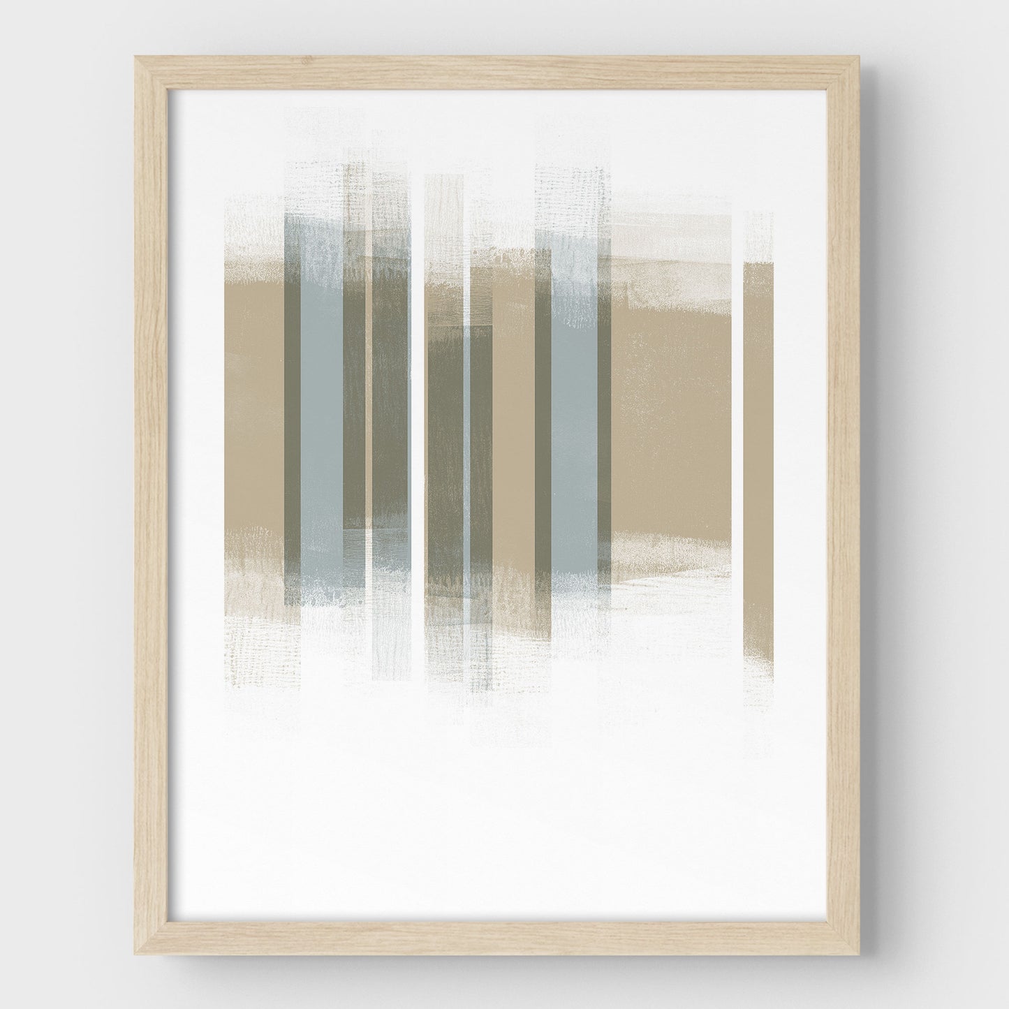 Beige and Grey Mid Century Modern Stripes Geometric Abstract Print