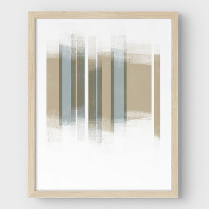 Beige and Grey Mid Century Modern Stripes Geometric Abstract Print