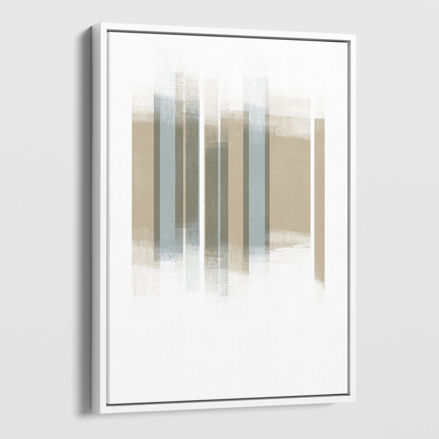 Beige and Grey Mid Century Modern Stripes Geometric Abstract Print